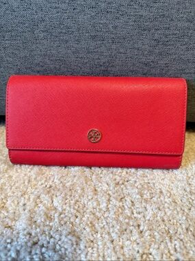 Tory Burch Robinson Poppy Saffiano Wallet